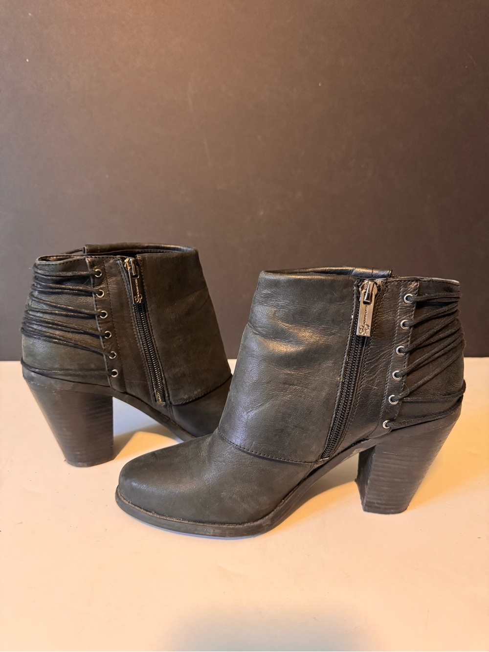 Jessica Simpson Black Leather Ankle Booties with Side Zip